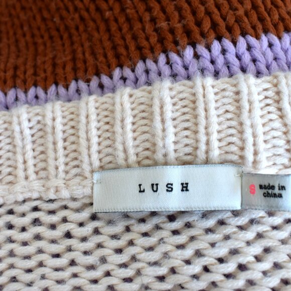 Women's Lush Color Block Oversized Sweater Crochet SMALL Multicolor - Picture 10 of 10